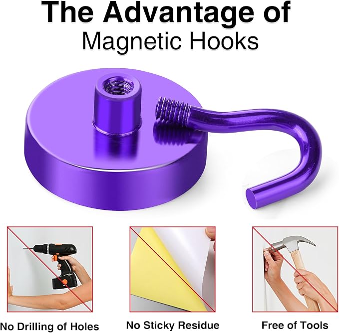 MIKEDE Magnetic Hooks, 150LB Heavy Duty Magnets - Image 5
