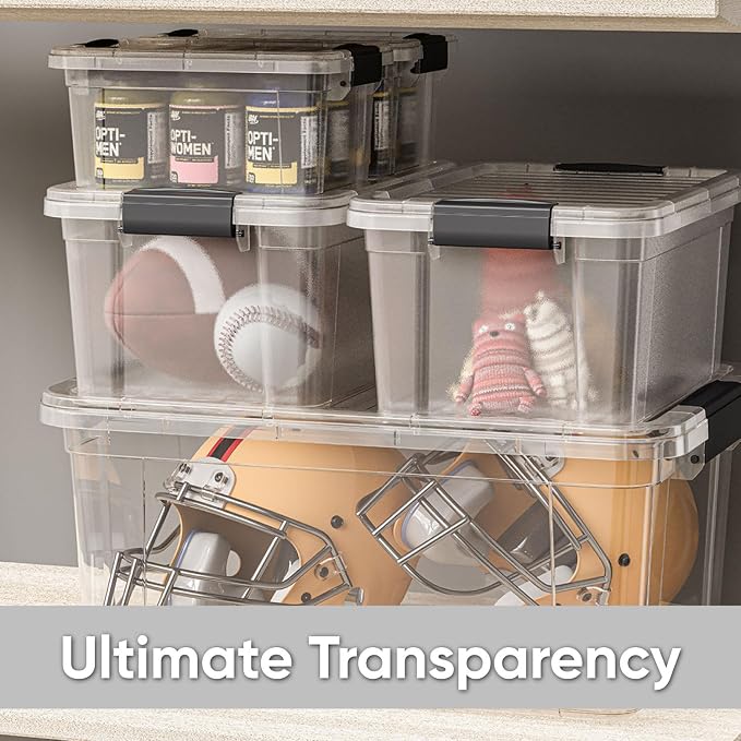 Superio Storage Bins with Lids- 4 Pack, 6.6 Qt Clear Boxes - Image 6