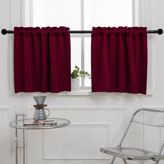 Pickluc Cafe Curtain 30 Inches Long, Rod Pocket Kitchen Half Window Curtain by PICKLUC