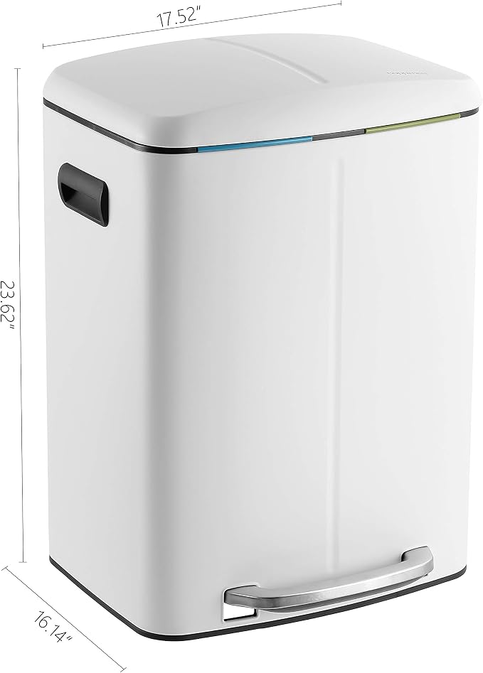 happimess HPM1005C Marco Rectangular 10.5-Gallon Double Bucket Garbage Can - Image 6