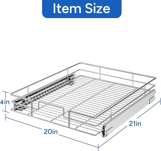 ROOMTEC Pull Out Cabinet Organizer, Cabinet Pull Out Shelves 20" W x 21" D - Image 3