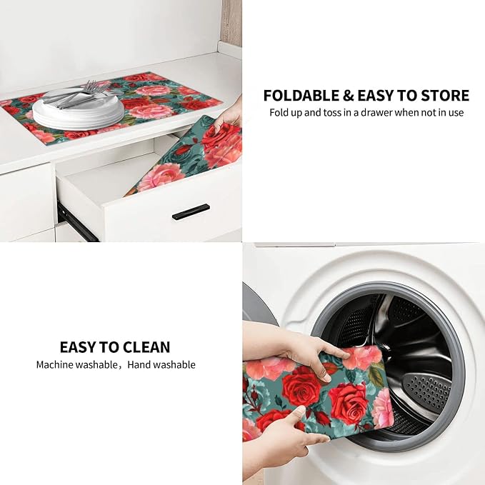 Floral Boho flowers Dish Drying Mat - Image 9