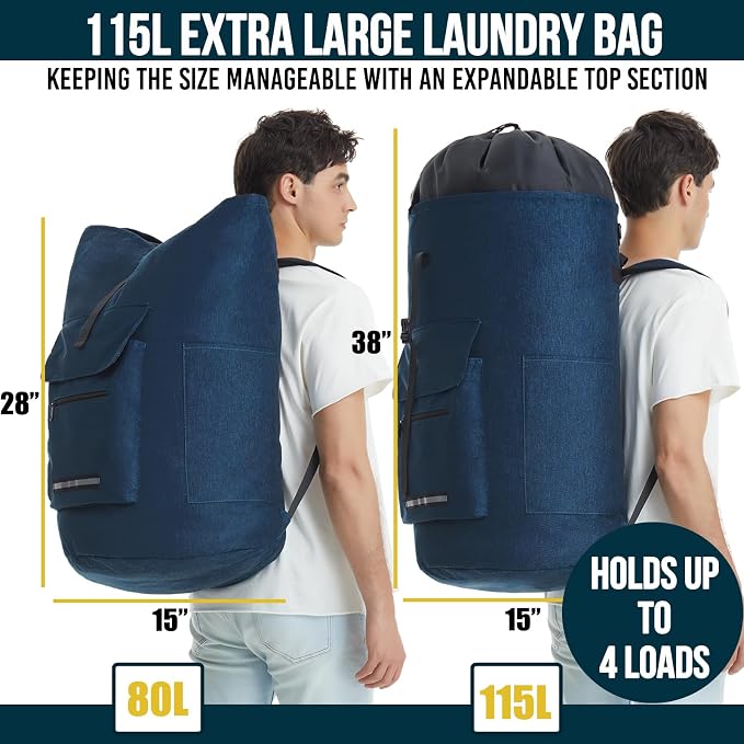Laundry Backpack Heavy Duty, 115L Extra Large Laundry Bag - Image 2