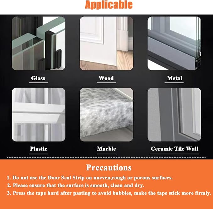No Residue 32.8FT Door Weather Stripping Door Seal Strip, Silicone Sealing - Image 7