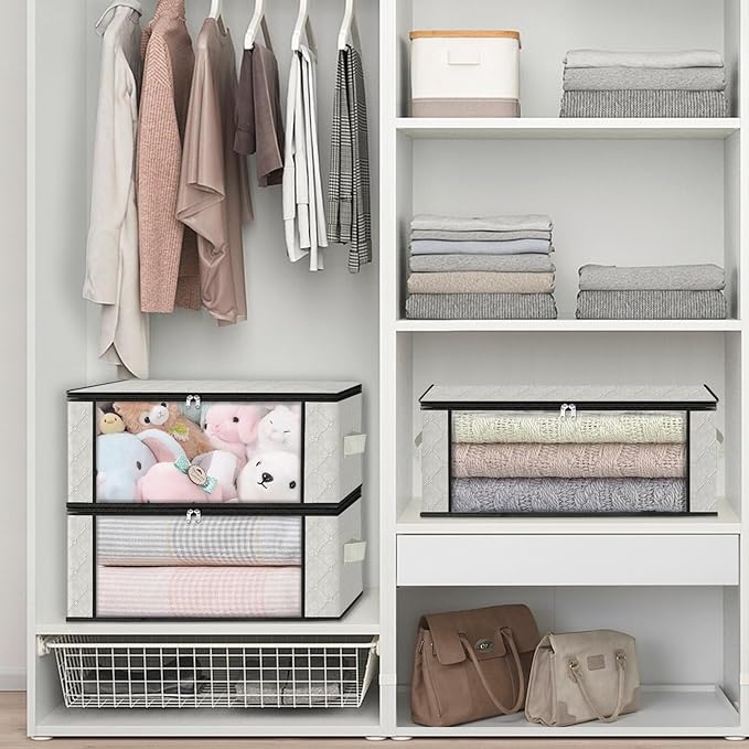 HomeHacks Storage 4-Pack Clothes Organizer Storage Bags Foldable Storage Box - Image 6