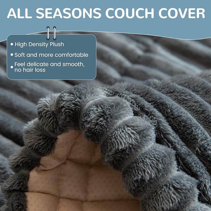 OTOB Couch Cover for Dogs Washable, Non Slip Plush Fuzzy Sofa Covers for 3 - Image 3
