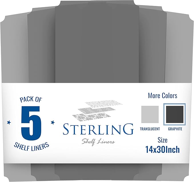 Sterling Shelf Liners for Wire Shelf System: Set of 5 in Graphite: 14 x 30 - Image 3