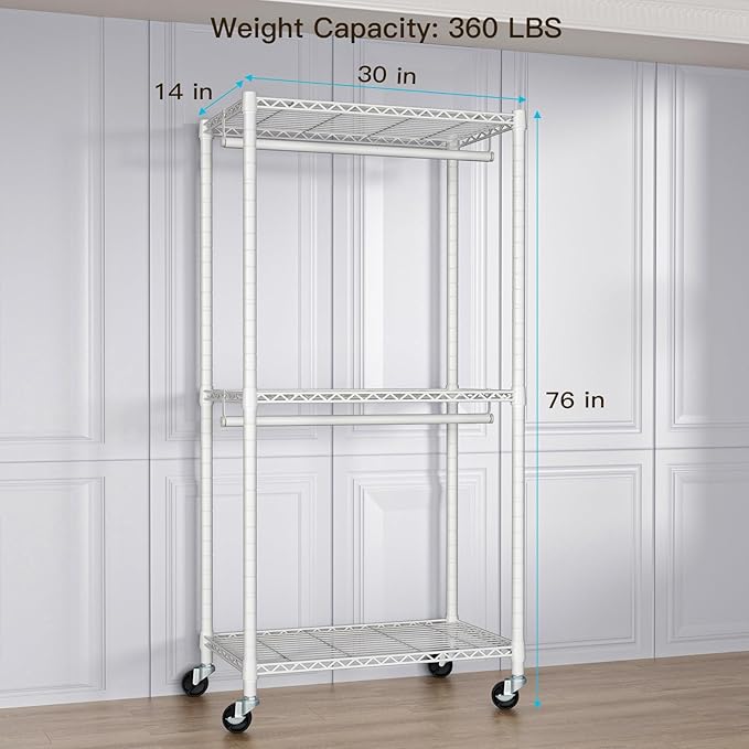 FUTASSI P1 Medium Heavy-Duty Portable Closet, Metal Rolling Clothing Rack - Image 6