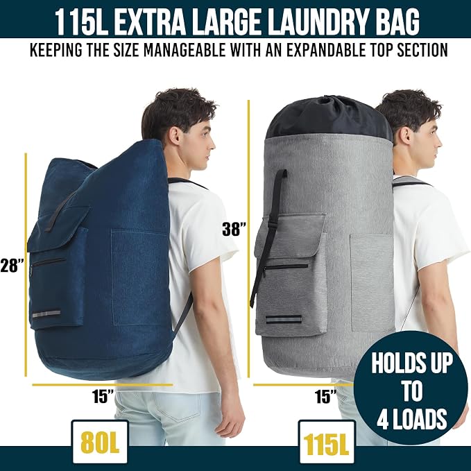 Laundry Backpack Bag, 115L Extra Large Laundry Bag - Image 2