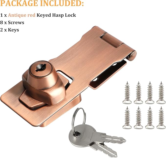 Alise Keyed Hasp Lock, 4 Inch Safety Packlock Clasp Hasp Lock Latch - Image 4