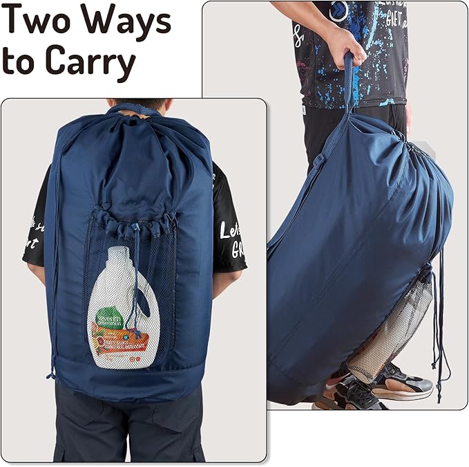 Laundry Bag Backpack with Detergent Holder and Adjustable Shoulder Straps - Image 5