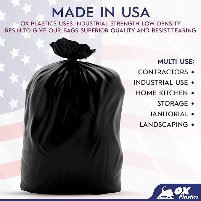 Ox Plastics 60 Gallon Trash Can Liners Garbage Bags - Image 4
