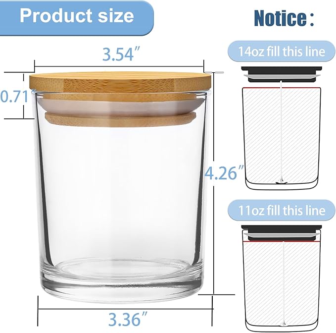 CONNOO 8 Pack 14 OZ Clear Glass Candle Jars - Image 2