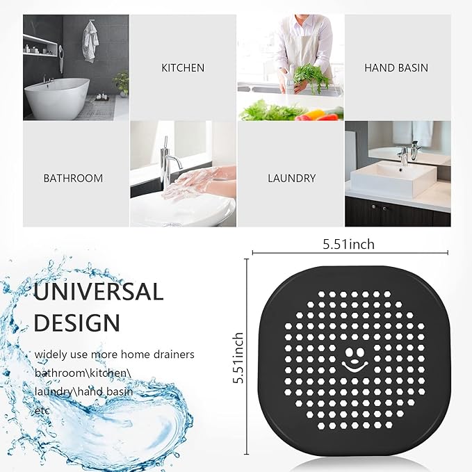 2 Pack Shower Drain Hair Catcher Silicone Drain Protector Hair Stopper - Image 5