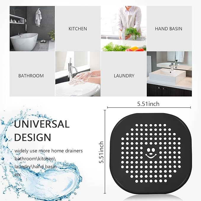 2 Pack Drain Hair Catcher Silicone Drain Cover Sink Drain Strainer Hair Stopper - Image 6