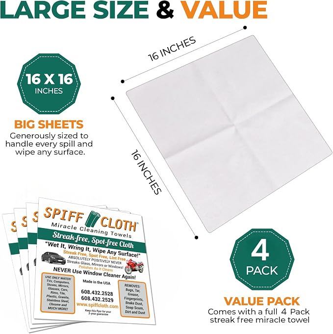 4-Count, Miracle Cleaning Towels, Streak-Free, Cleans - Image 7