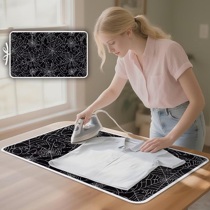 Spider Web Ironing Mat Black Heat Resistant Ironing Blanket Thick Portable - Image 3