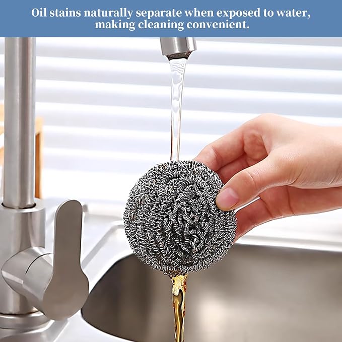Stainless Steel Scrubber Scrubbing Scouring Pad Sponges Clean Pot Pan and Steel - Image 5