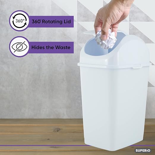 Superio Small Plastic Trash Can - Image 3