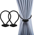 Hion Magnetic Curtain Tiebacks Black 2pcs, Curtain Tiebacks Buckles Holdbacks by Hion
