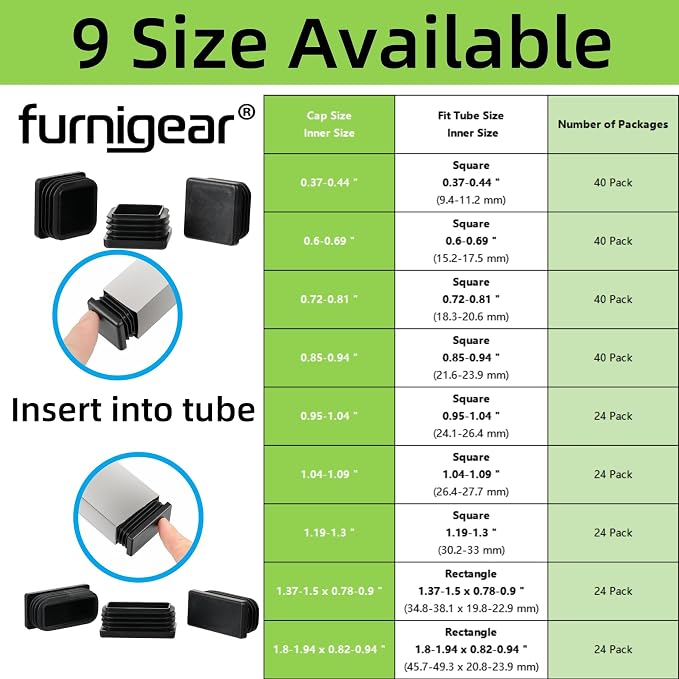 Furnigear Plastic Plugs Tubing End Cap Chair End Caps Outside Bottom Tubing - Image 3