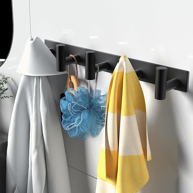 VAEHOLD Black Hat and Coat Wall Mount Rack 5 Hooks - Image 3