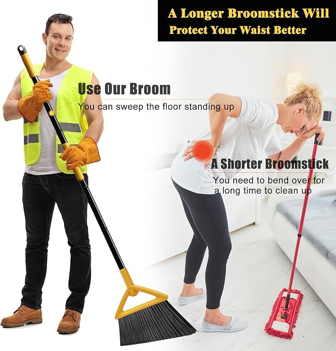 Heavy Duty Broom Outdoor and Indoor, 4 Pack Upgraded Commercial Angle Brooms - Image 6
