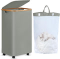 efluky Laundry Basket with Wheels, Tall Rolling Laundry Hamper with Lid and by efluky