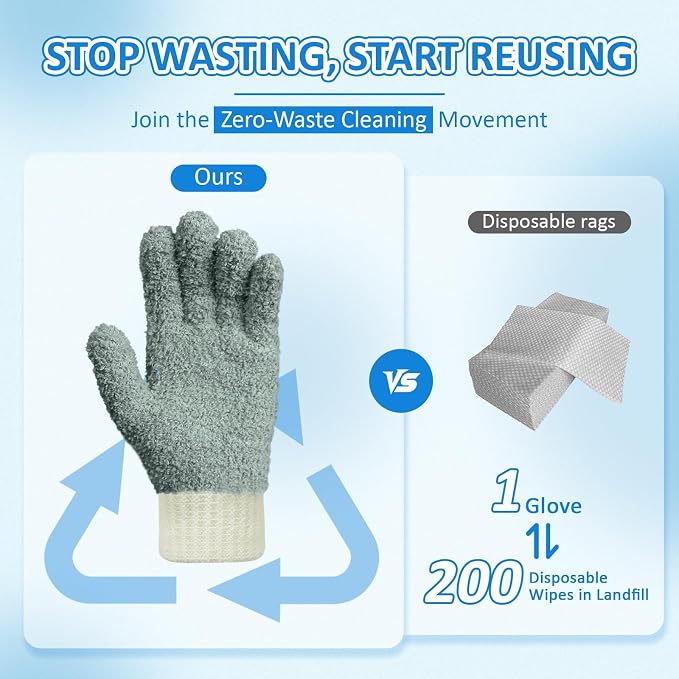 MIG4U Microfiber Dusting Gloves House Reusable Cleaning Glove - Image 8