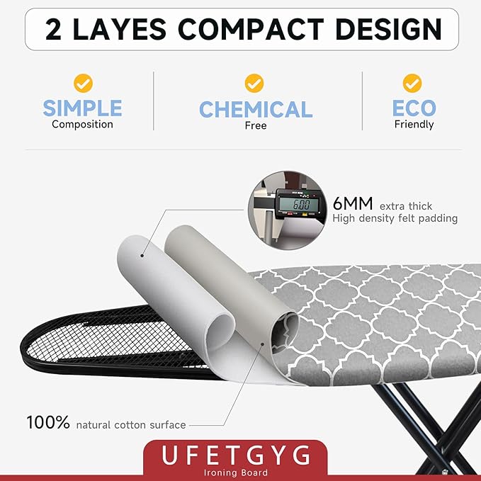 Ironing Board with Silicone Iron Rest pad, Extra Thick Cover, 14x54 Compact and - Image 5
