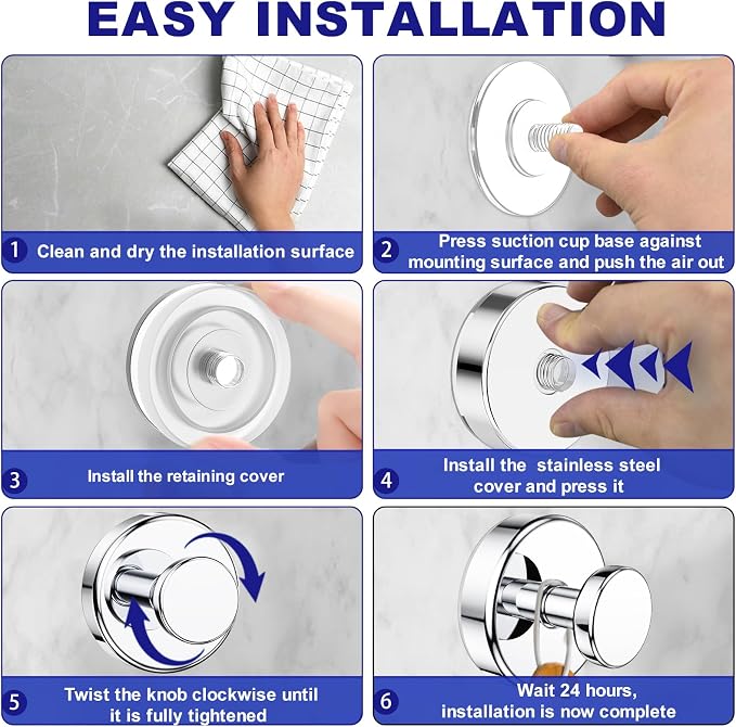 Suction Cup Hooks for Shower, Removable Towel Hooks for Bathroom Window Glass - Image 4