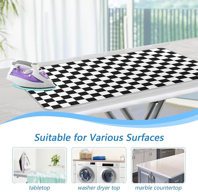 Black White Checkered Plaid Ironing Mat - Image 5