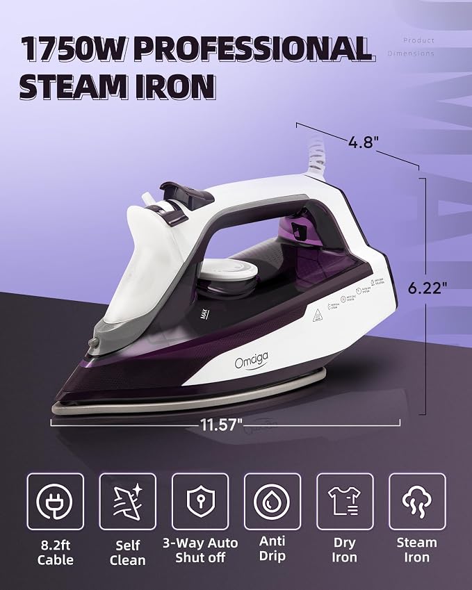 Steam Iron for Clothes - 1750W Iron - Image 3