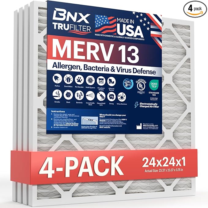 BNX TruFilter 24x24x1 Air Filter MERV 13 by BNX