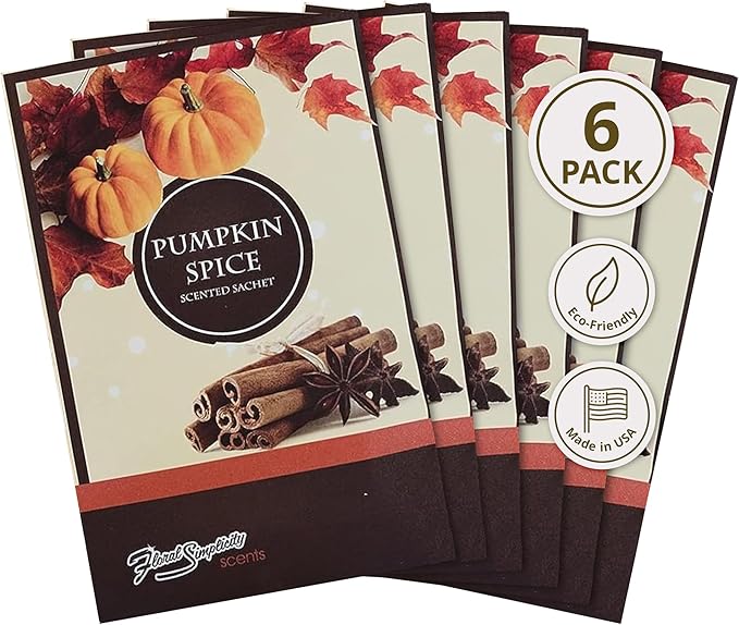 Floral Simplicity Pumpkin Spice Scented Sachets Pack of 6, Fall & Winter by FloralSimplicity