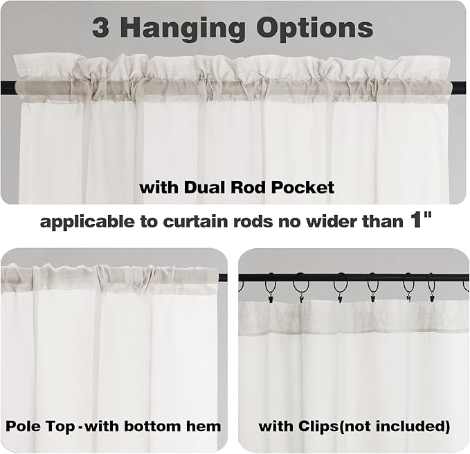Chyhomenyc Ivory Sheer Curtains 78 Inches Long 2 Panels Set - Image 7