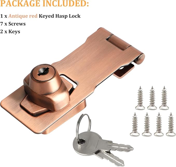 Alise Keyed Hasp Lock, 3 Inch Safety Packlock Clasp Hasp Lock Latch - Image 5