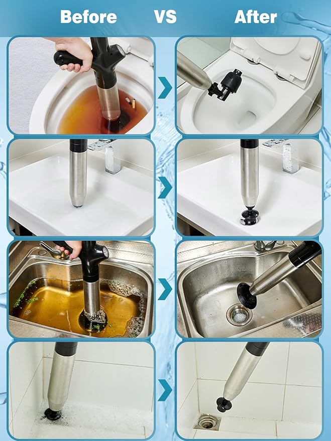 Toilet Plunger Drain Clog Remover Tool, High-Pressure Drain Snake Sink Plunger - Image 6