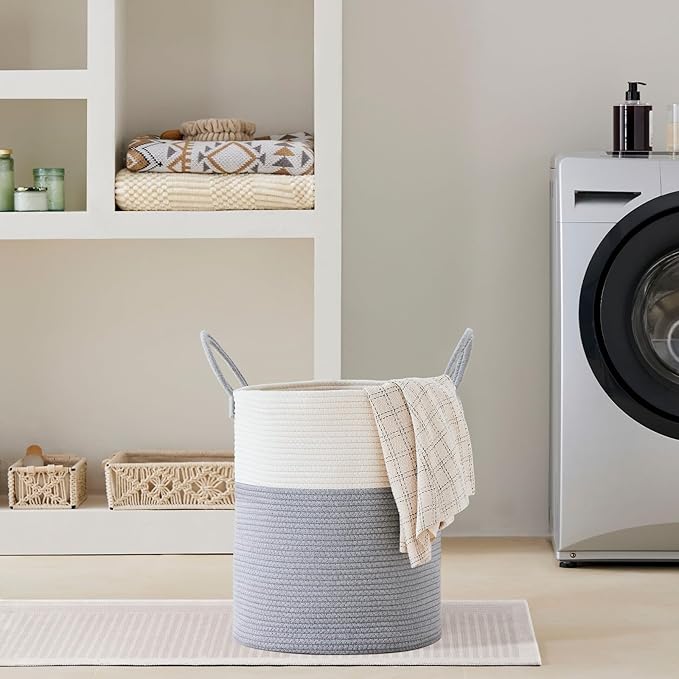 VIPOSCO Large Laundry Hamper, Tall Woven Rope Storage Basket - Image 7
