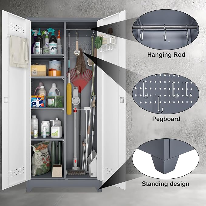 Broom Storage Cabinet, Metal Cabinet - Image 5