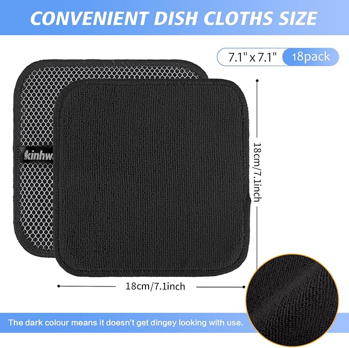 KinHwa Kitchen Washcloths for Dishes Absorbent Microfiber Dish Cloths Quick Dry - Image 5