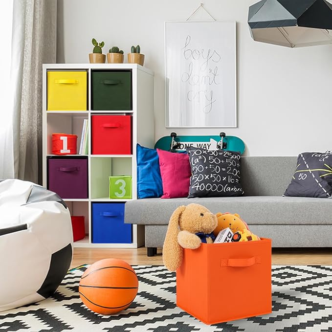 Stero 13x13x13 Inch Fabric Storage Bins 6 Pack Fun Colored Durable Storage Cubes - Image 4