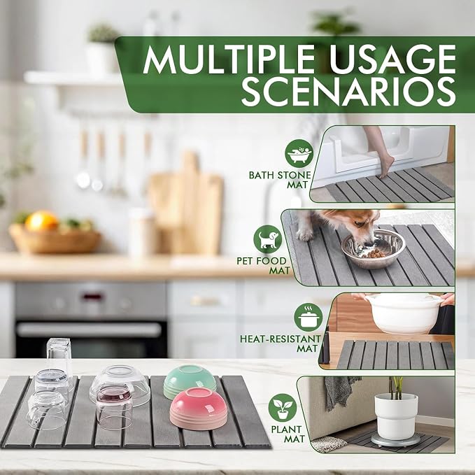 Large Stone Dish Drying Mats for Kitchen Counter, Foldable Quick Drying Mats - Image 7