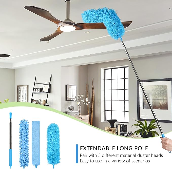 4PCS Microfiber Duster Kit, 3 in 1 Microfiber Dusters Retractable Gap Dust - Image 3