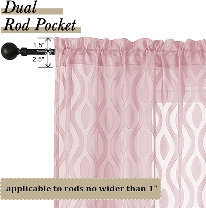 Aiyufeng Blush Pink Curtains Tiers 36 Inch Length 2 Panels Set, Airy - Image 4
