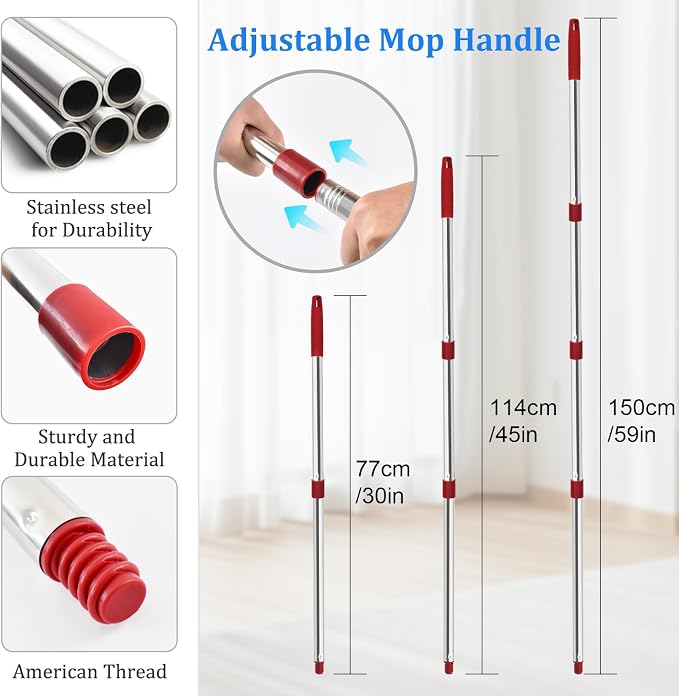 Mop Handle for Ocedar, Spin Mop Handle Replacement for O Cedar, 4 Section 30" - Image 2