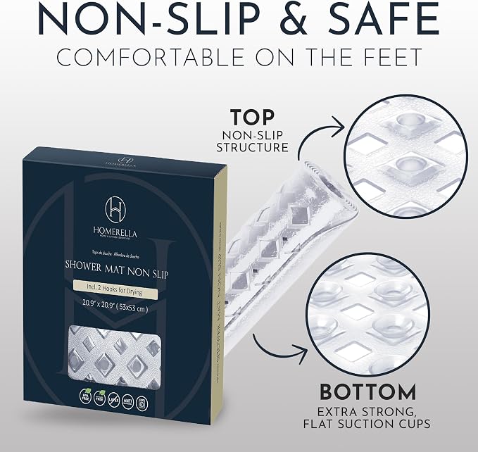 Homerella Anti Slip Shower Mat | Anti Mold Non Slip Bathtub Mat - Image 5