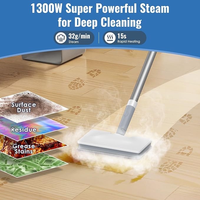 FEPPO Steam Mop with Detachable Handheld Steam Cleaner - Image 3