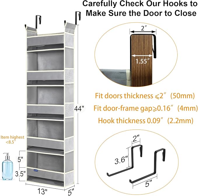 Over The Door Organizer 5-Shelves and 10 Side Pockets, Over The Door Storage - Image 2