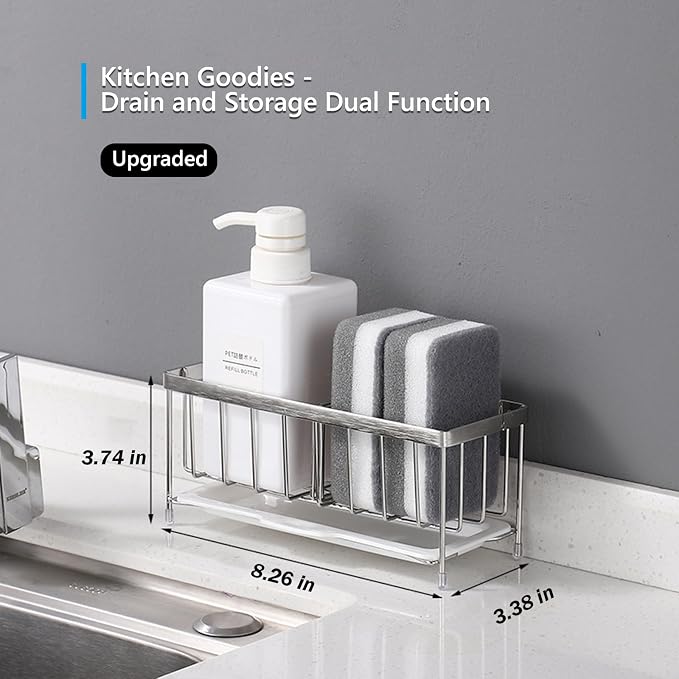 Kavciva Sink Caddy Sponge Holder, 304 Stainless Steel Dish Brush Holder - Image 3